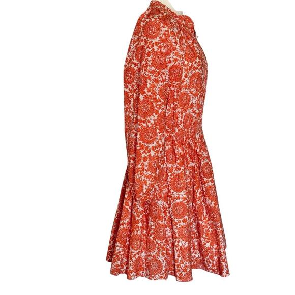 J.Crew Ruffle-Collar Mini Dress in Cotton Poplin Floral Orange White Sz S - Picture 5 of 13